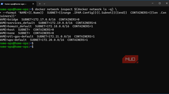 listing Docker container network subnets