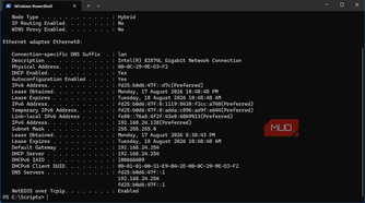 Windows 11 VM lab client with results of ipconfig /all showing router-assigned IP