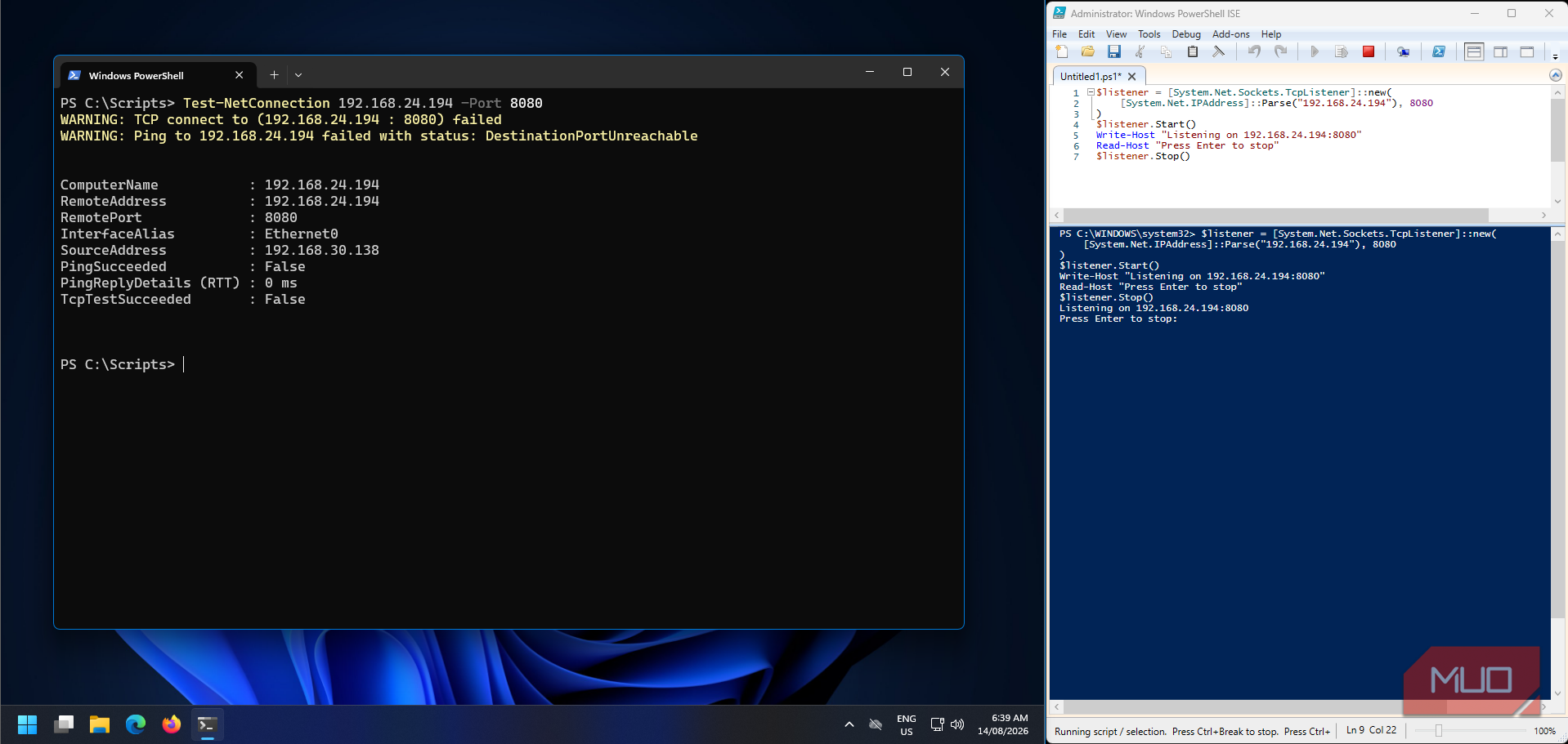 Windows 11 VM failing successfully to connect to trusted laptop's listener