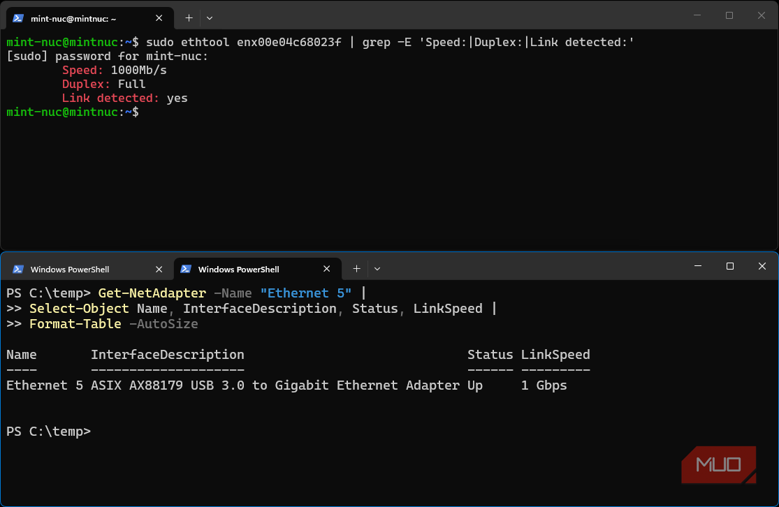 Windows and Linux USB Ethernet adapters negotiation and links