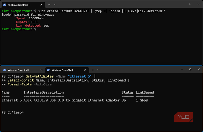Windows and Linux USB Ethernet adapters negotiation and links