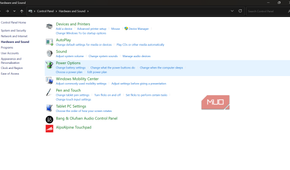 Windows Control Panel Hardware and Sound settings