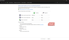 Windows control panel power options system settings