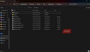 Windows file explorer showing system folders