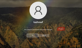 Windows login screen with password expired warning