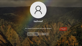 Windows login screen with password expired warning
