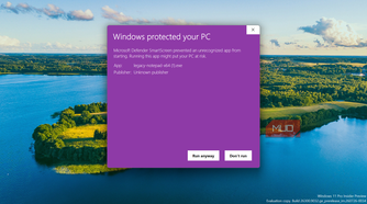 Windows protected your PC SmartScreen warning prompt