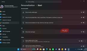 Windows Start settings