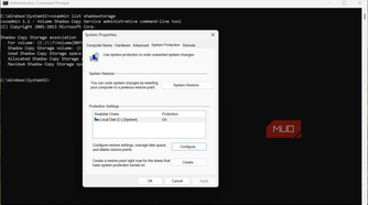 Windows Sytem Restore Settings