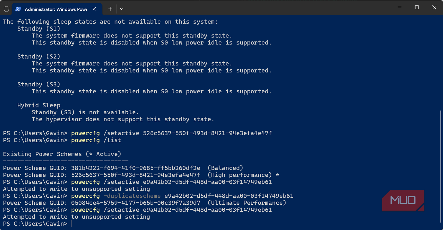 Windows terminal powercfg command setactive power mode#
