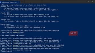 Windows terminal powercfg command setactive power mode#
