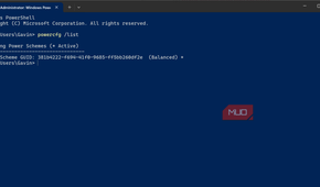 Windows terminal powercfg command show active power plans