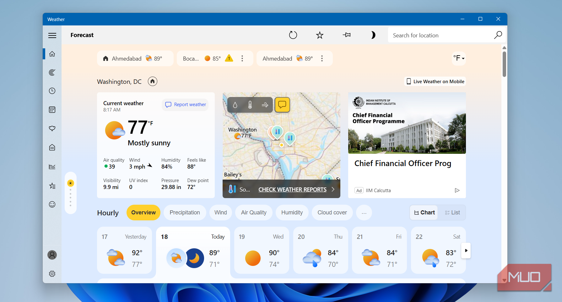 Windows Weather app on desktop