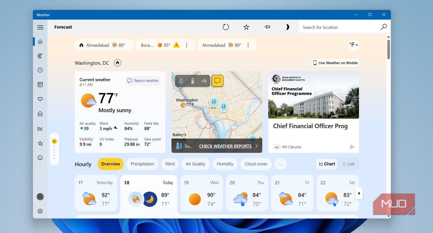 Windows Weather app on desktop