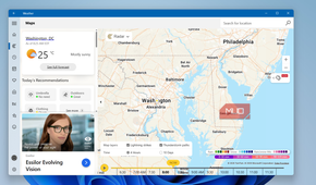 Windows Weather app showing map on desktop