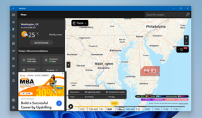 Windows Weather app showing map