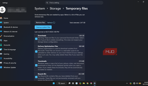 windows11 storage sense cleanup tool showing total 2.47 GB with all the available options ticked.