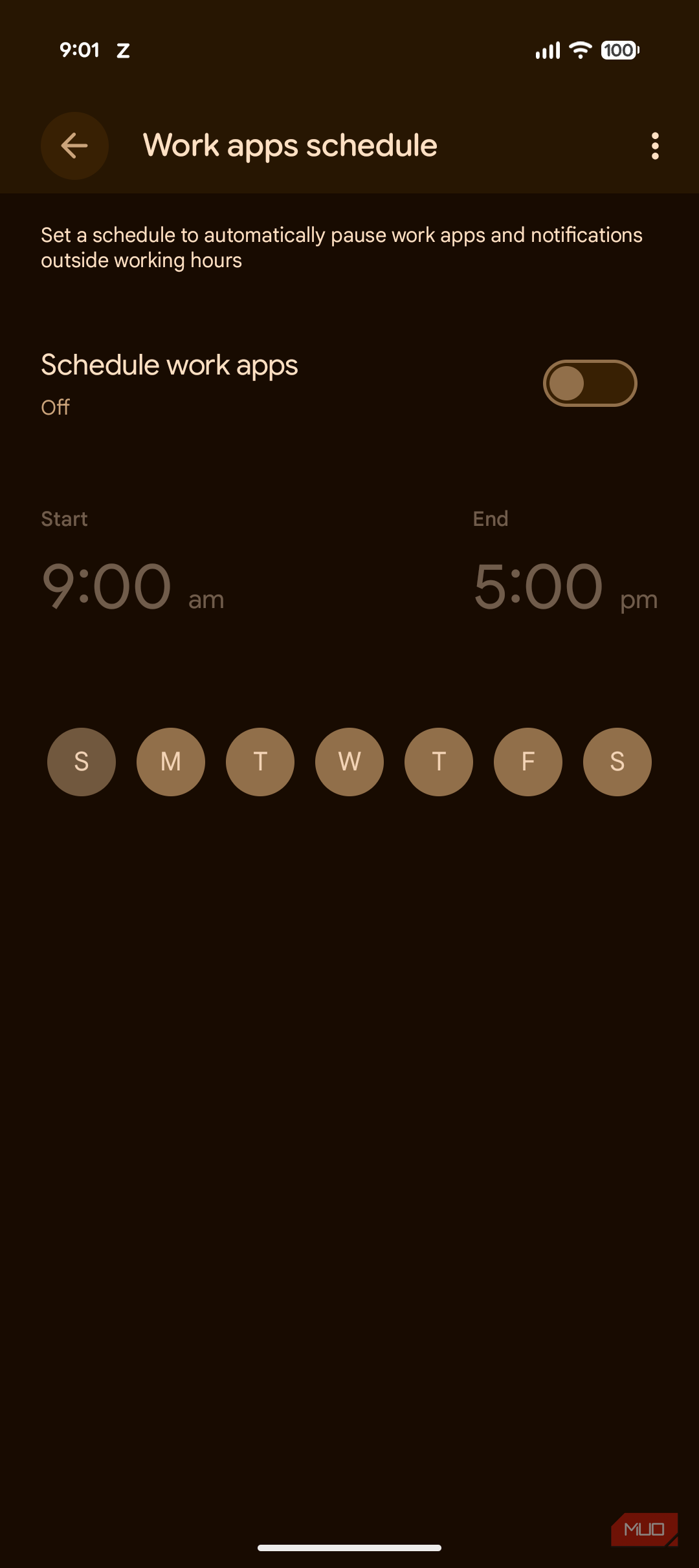 Work profile schedule in Android 17