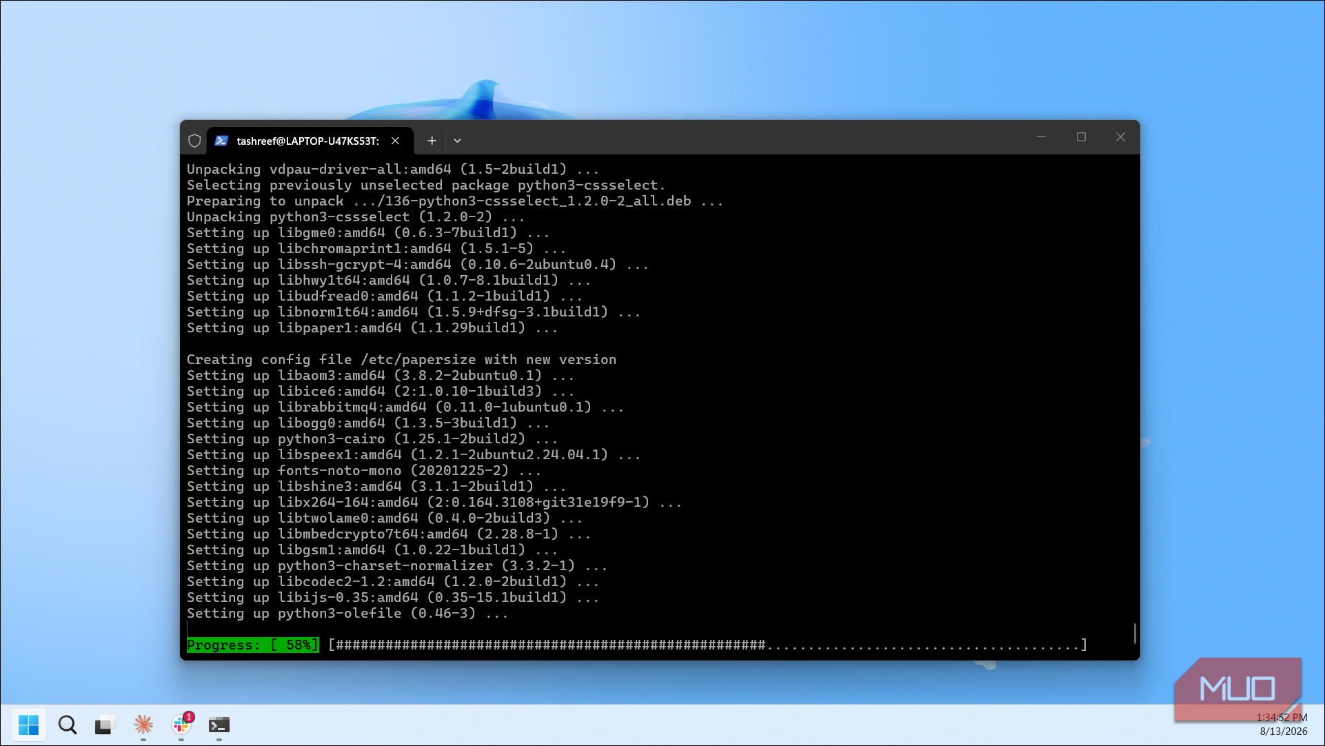 Wsl Terminal Running Ocrmypdf Package Installation With Progress Bar