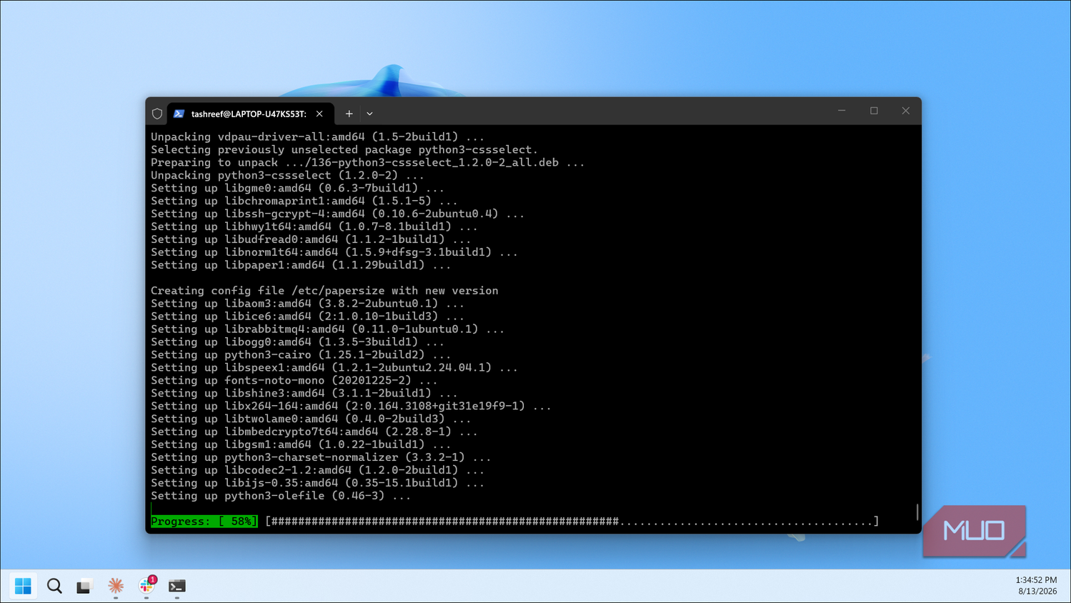 Wsl Terminal Running Ocrmypdf Package Installation With Progress Bar