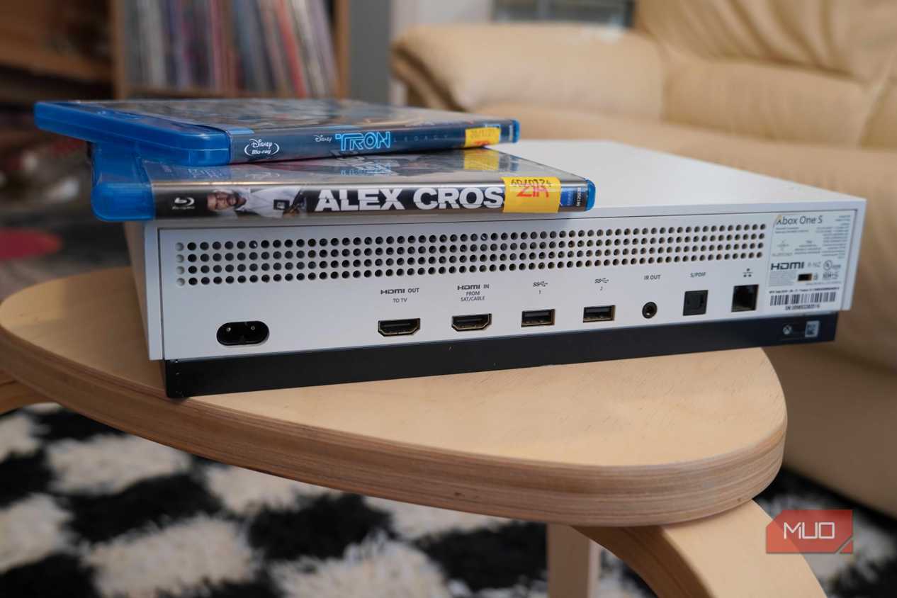 The ports on the back of the Xbox One S.