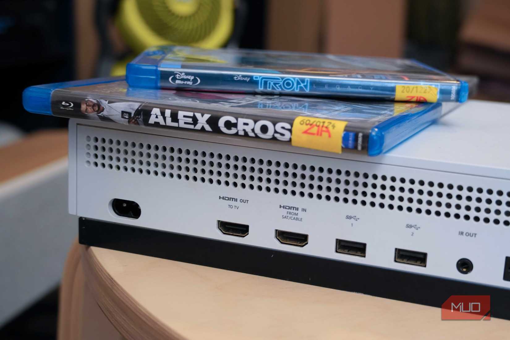 HDMI ports on the back of an Xbox One S.