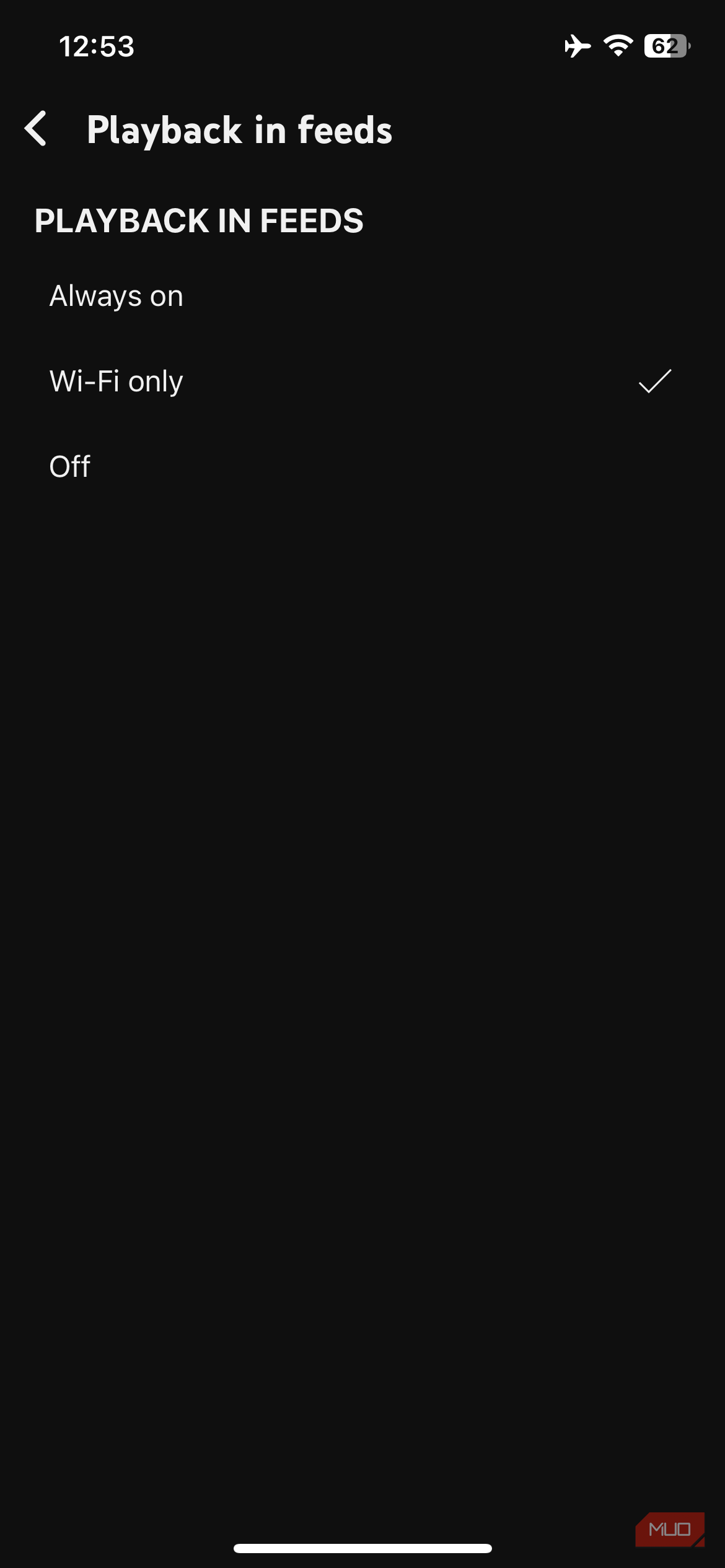 Youtube video playback in feed