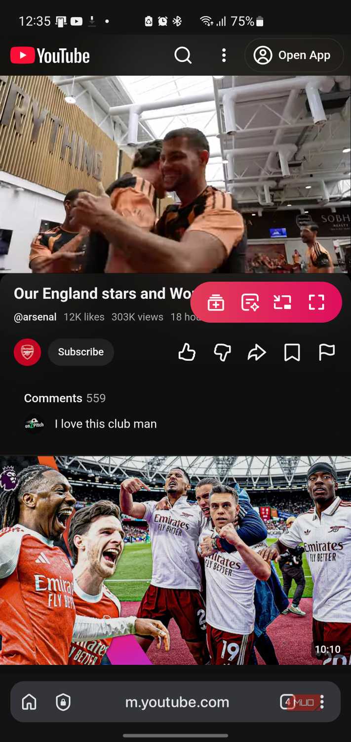 Quetta Browser — приватный браузер для Android с поддержкой расширений Chrome YouTube with Quetta's floating video toolbar.