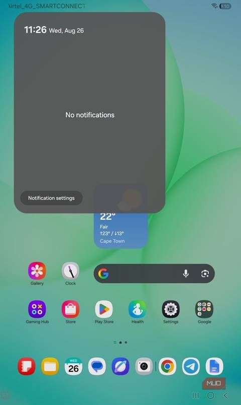 zero notifications galaxy tab a11