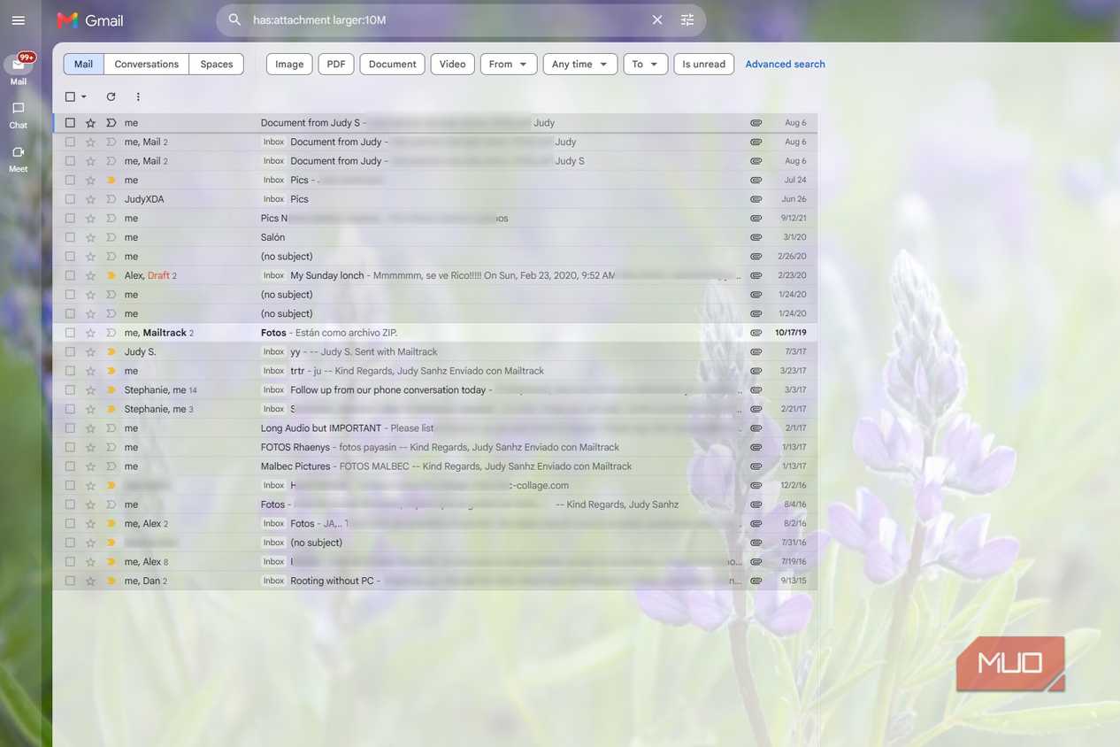 Три способа очистить Gmail с помощью поисковых команд Результаты поиска тяжелых писем в Gmail