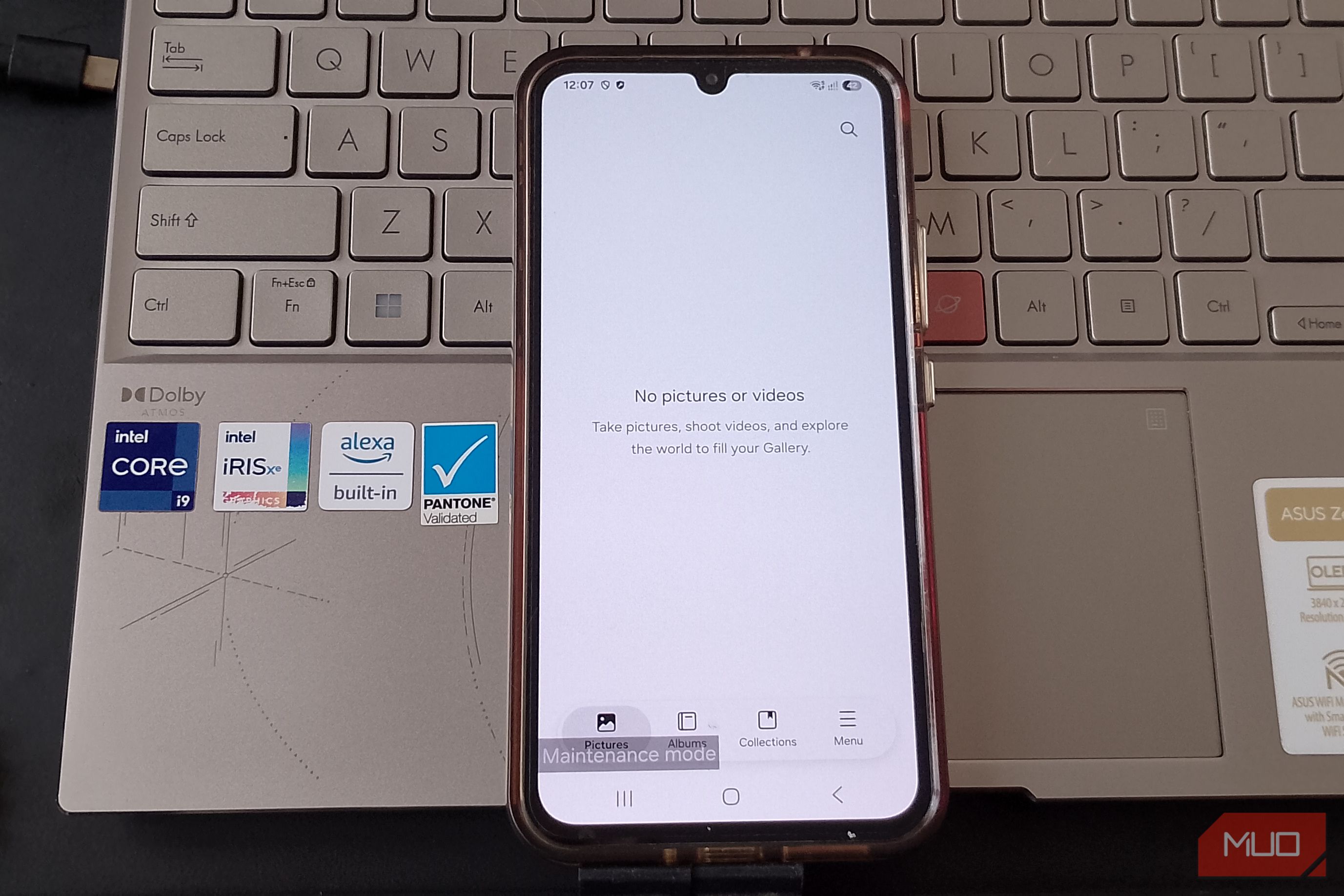 Samsung Gallery in Maintenance Mode showing no pictures or videos
