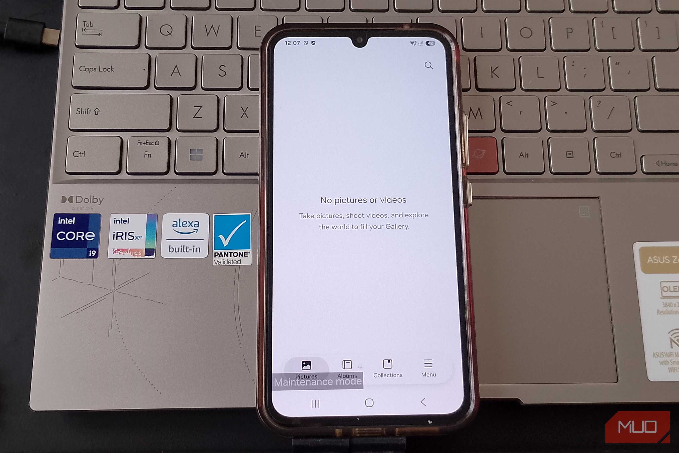 Samsung Gallery in Maintenance Mode showing no pictures or videos