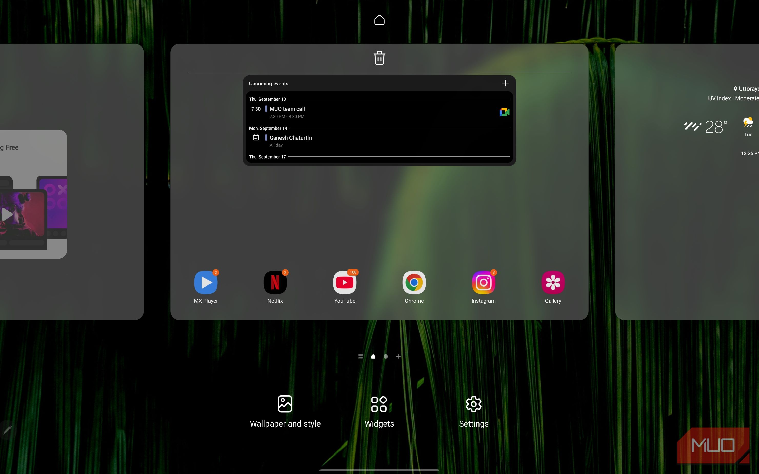 a screenshot of the homescreen settings on one ui