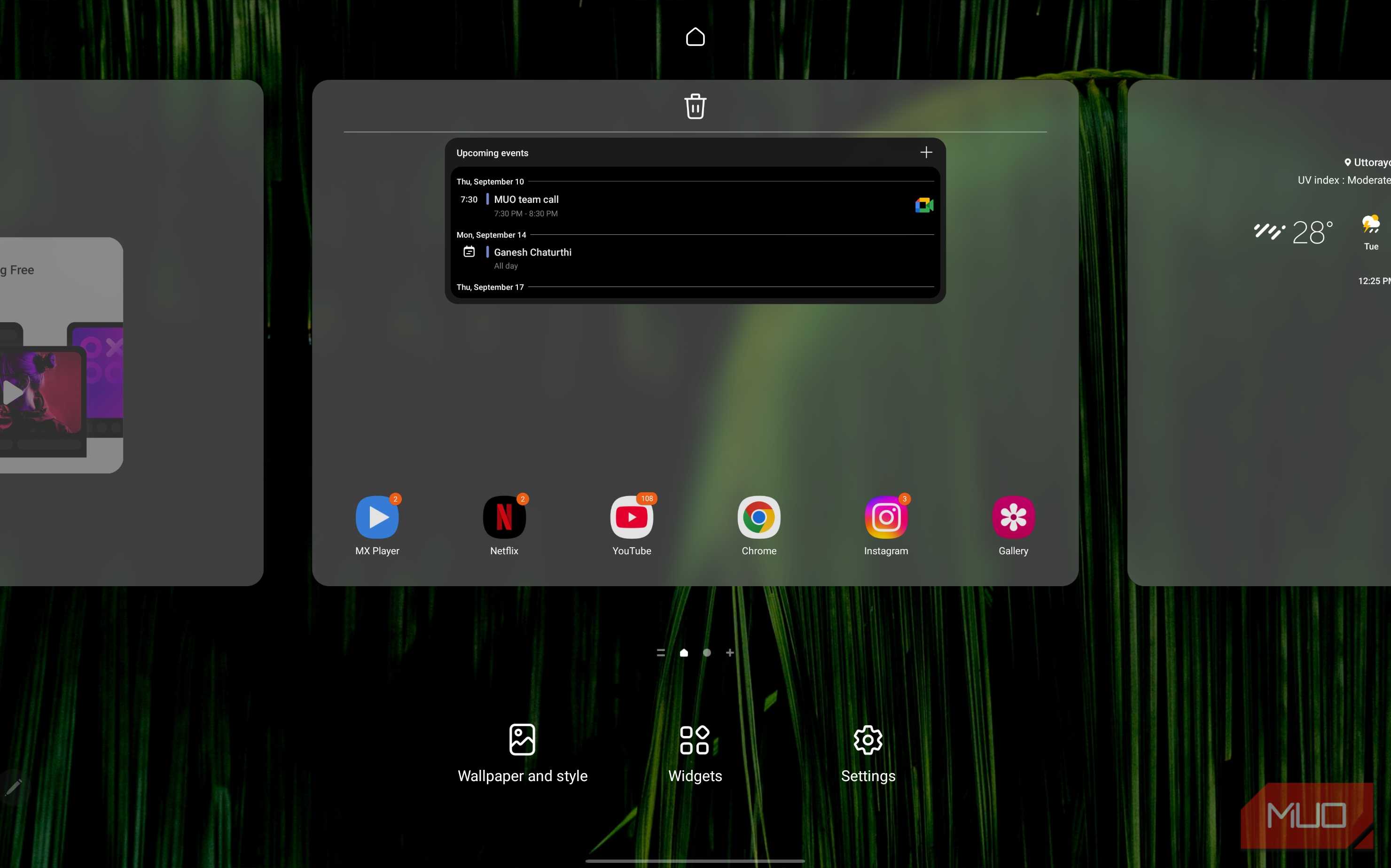 a screenshot of the homescreen settings on one ui