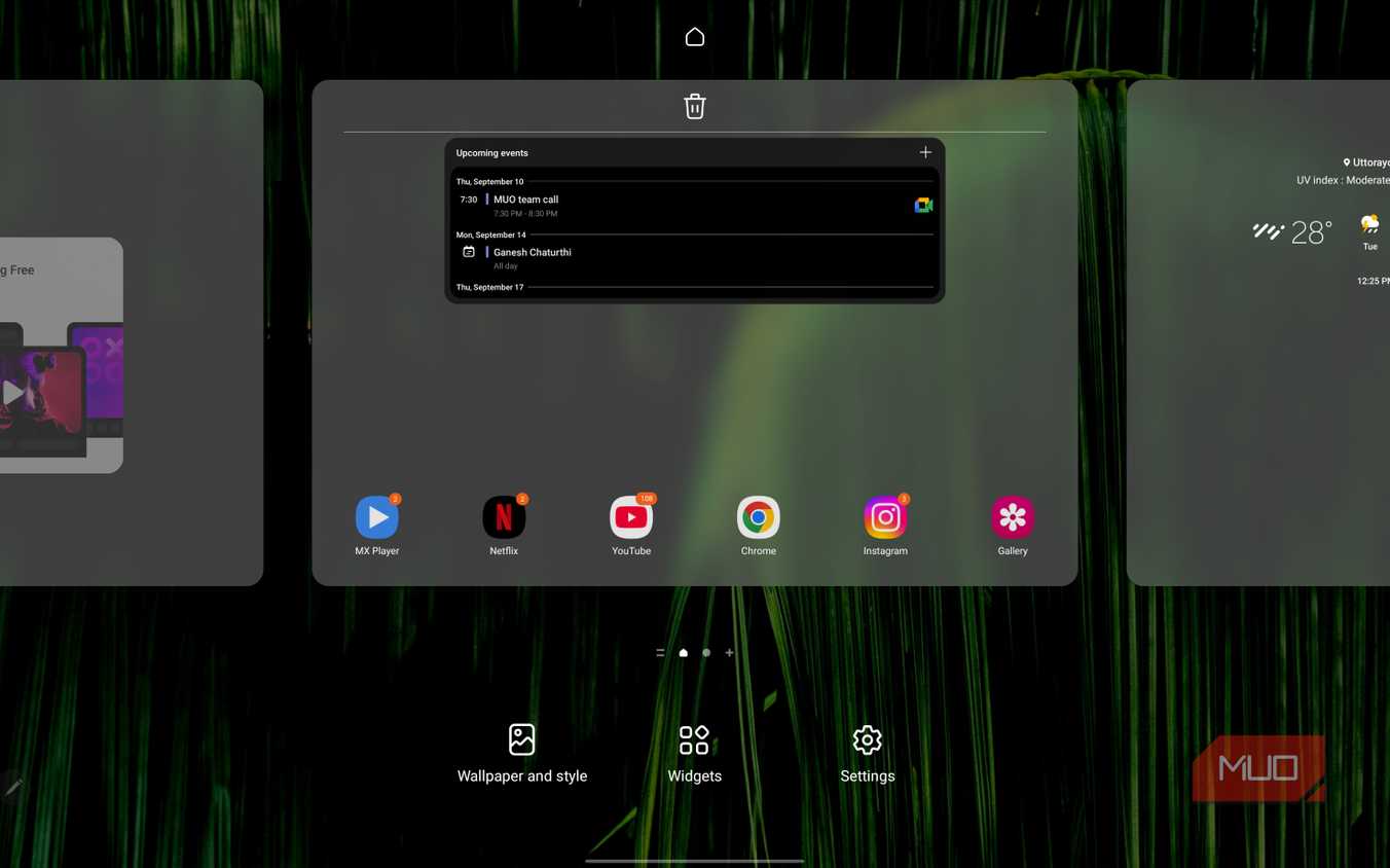 a screenshot of the homescreen settings on one ui