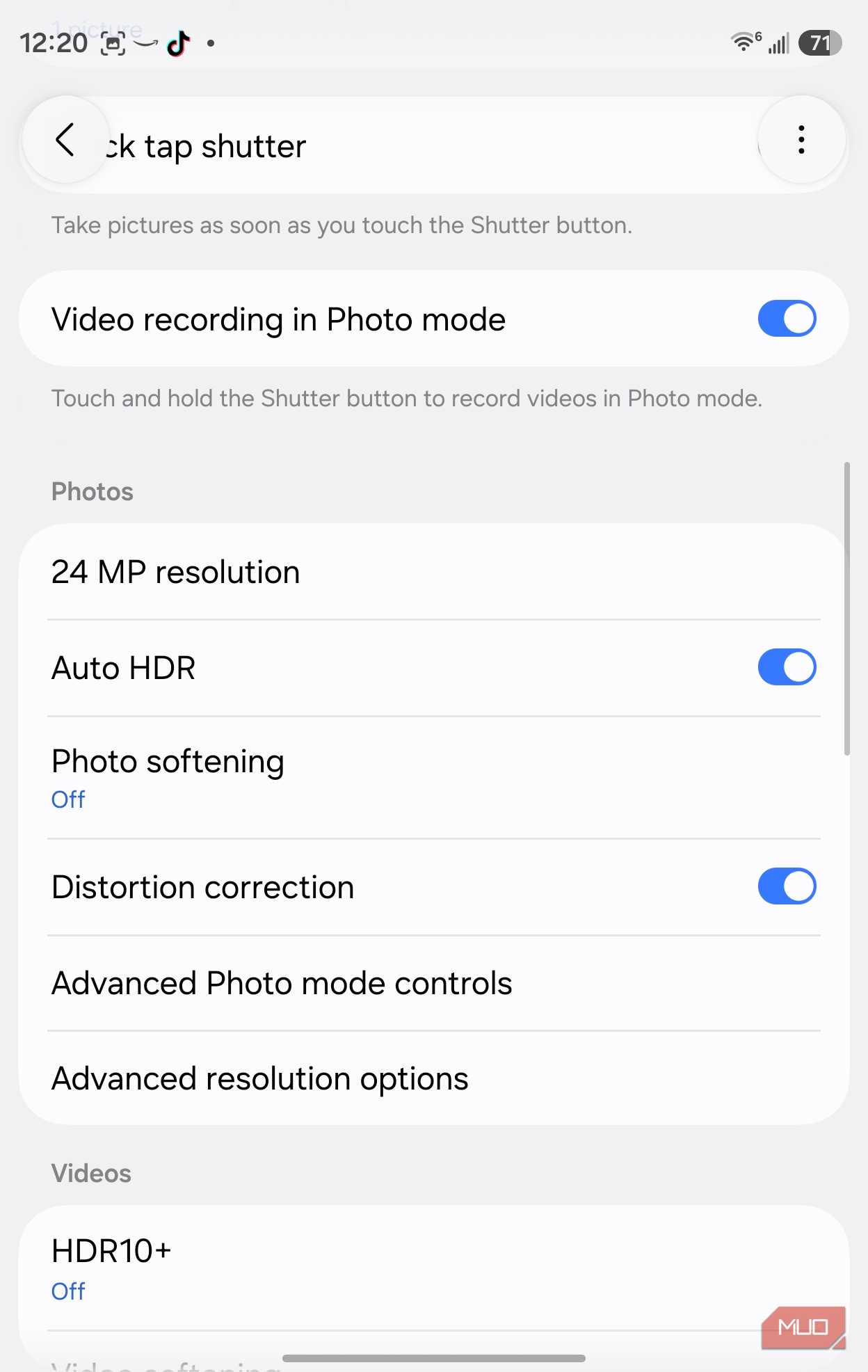 24 MP resolution in settings