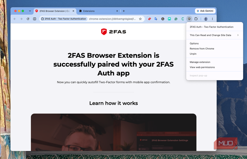 Розширення для браузера Chrome входить до складу програми 2FAS.