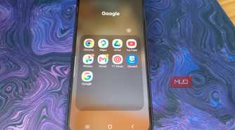 Samsung Galaxy Google folder with Chrome, Maps, Drive, Gmail, YouTube, and other Google apps grouped together