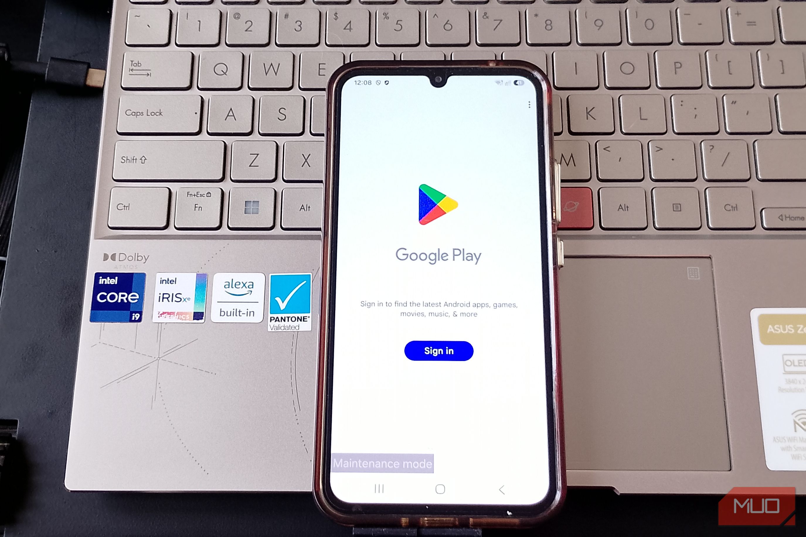 Google Play sign-in screen while the Galaxy is in Maintenance Mode
