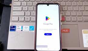 Google Play sign-in screen while the Galaxy is in Maintenance Mode