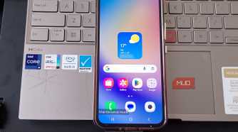 Galaxy home screen in Maintenance Mode with the default wallpaper and Maintenance mode label