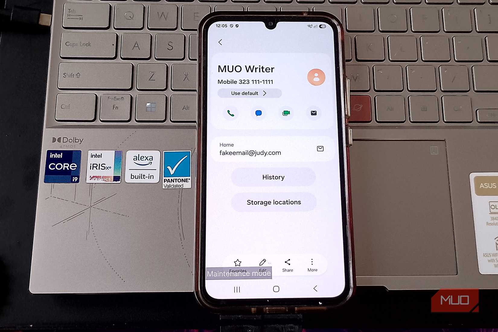 Fake MUO Writer contact created while Samsung Maintenance Mode is active