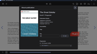 About publication window for The Great Gatsby in Thorium reader