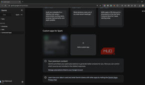 Add a custom app option under Custom apps for Spark in Gemini.