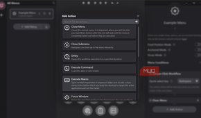 Add action modal in dark mode application