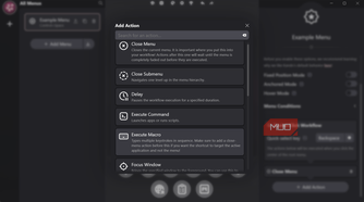 Add action modal in dark mode application