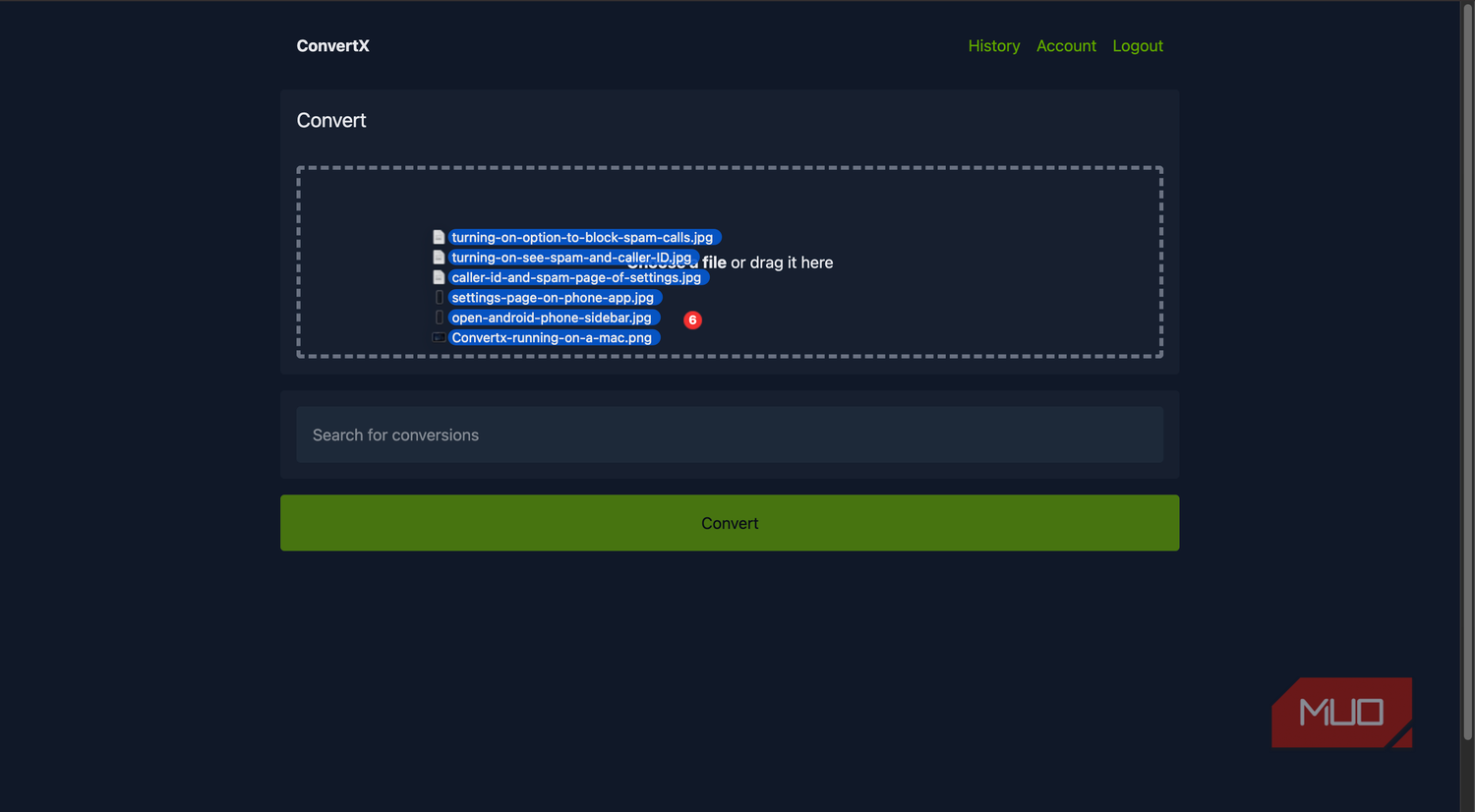 adding files to the ConvertX interface