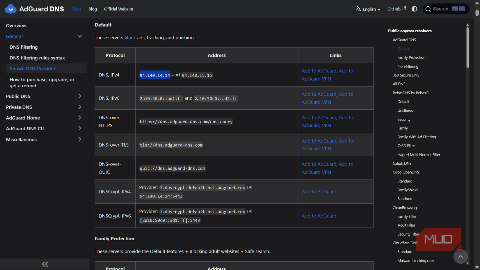 AdGuard Default resolver documentation.