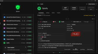 Clicking allow bat.bing.com domain blocked connection, spotify on Portmaster.