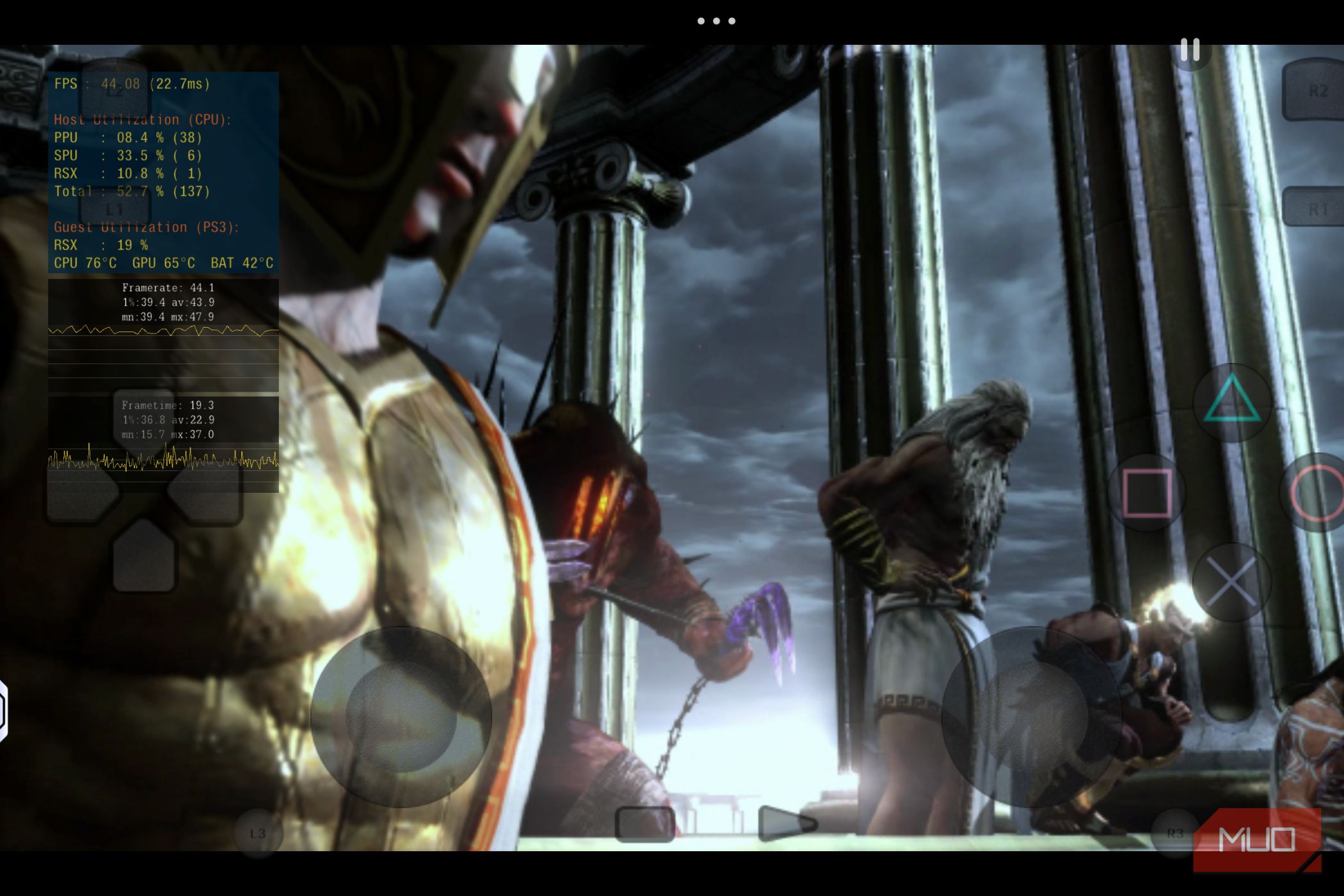 God of War 3 cutscene on ARMSX3